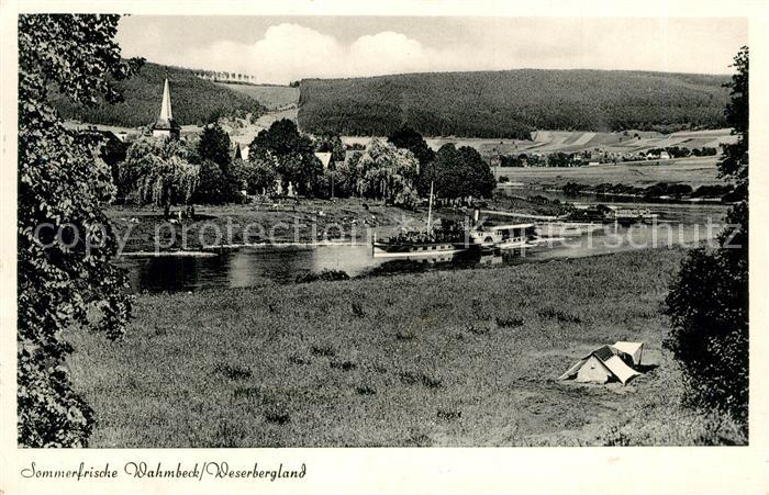 Wahmbeck Weserbergland Sommerfrische Landschaftspanorama Weserdampfer