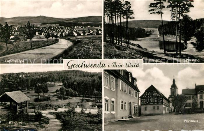 Geschwenda Landschaftspanorama Pfarrteich Pfarrhaus Waldbad