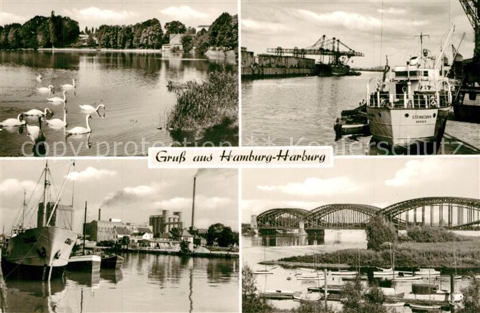 Harburg Hamburg Aussenmuehlenteich Schwaene Hafen Elbbruecke
