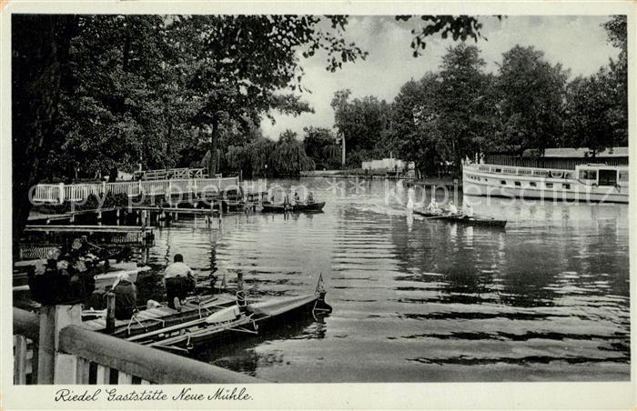 Koenigs-Wusterhausen Riedel Gaststaette Neue Muehle Ruderboote Dampfer Anleger M