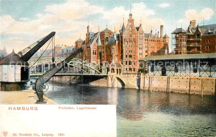 HAMBURG CITY Freihafen Lagerhaeuser Schiffskran