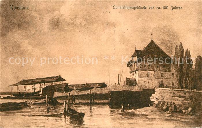 Konstanz Bodensee Konziliumsgebaeude vor ca. 100 Jahren Kuenstlerkarte