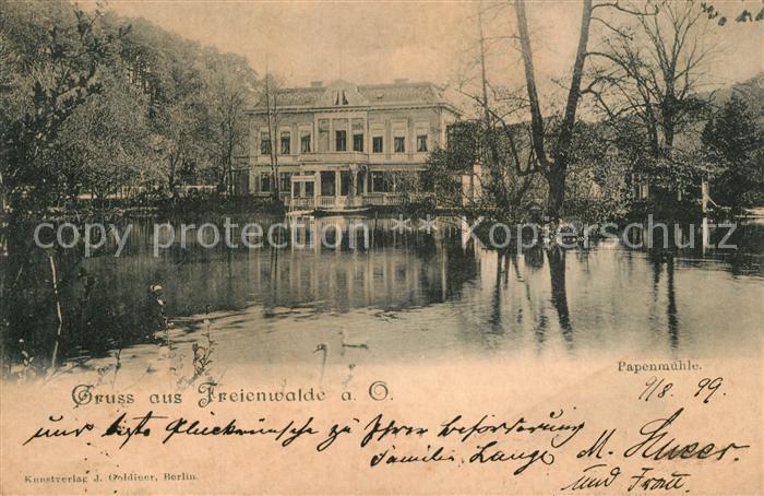 Bad Freienwalde Papenmuehle Schwanenteich Deutsche Reichspost