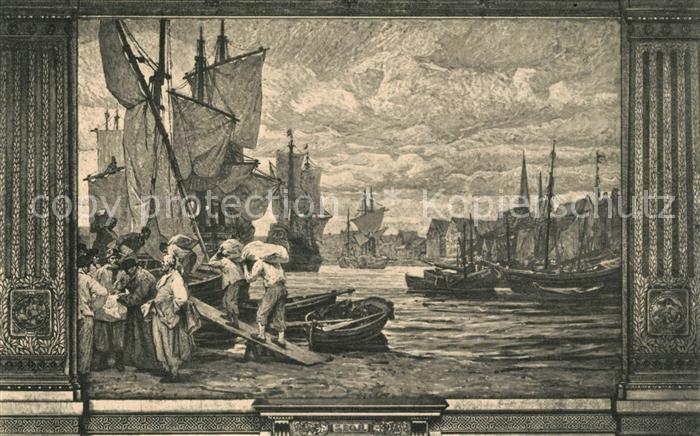 HAMBURG  CITY Wandgemaelde Grosser Saal Hamburger Rathaus von Prof. Hugo Vogel