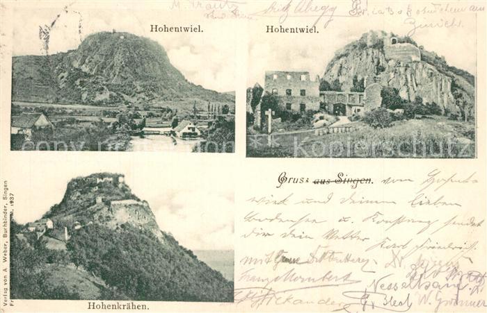 Singen Hohentwiel Panorama Blick zur Festungsruine