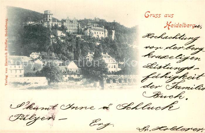 Heidelberg Neckar Blick auf das Schloss Deutsche Reichspost
