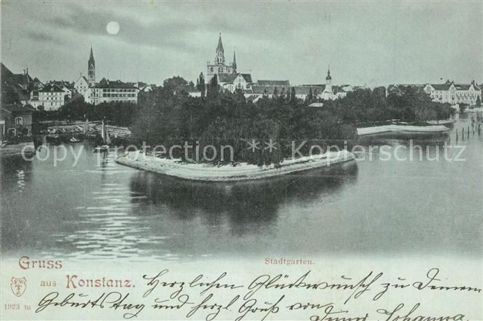 Konstanz Bodensee Stadtgarten im Mondschein