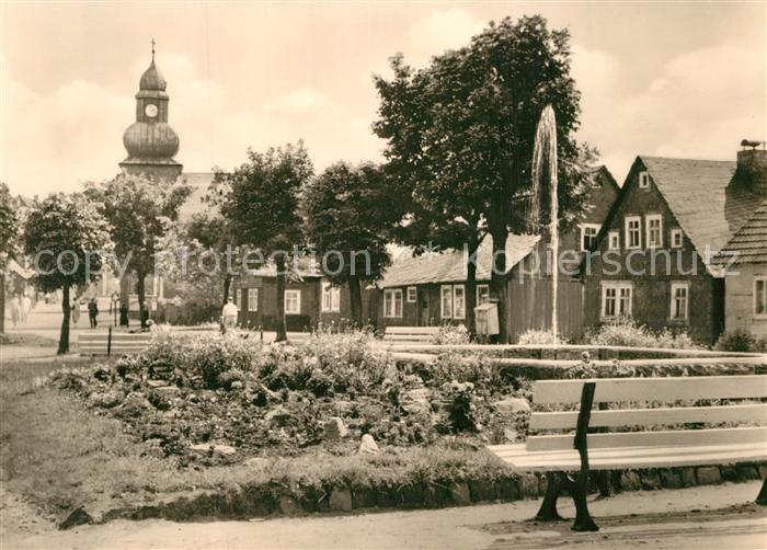 Frauenwald Thueringen Platz des Friedens Blick zur Kirche