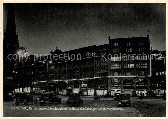HAMBURG  CITY Rathausmarkt Haus der Leipziger Lebensversicherung Nachtaufnahme