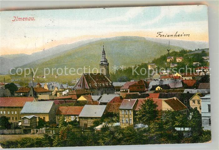 Ilmenau Thueringen Ortsansicht mit Kirche Blick zum Ferienheim