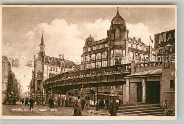HAMBURG  CITY Roedingsmarkt Kupfertiefdruck