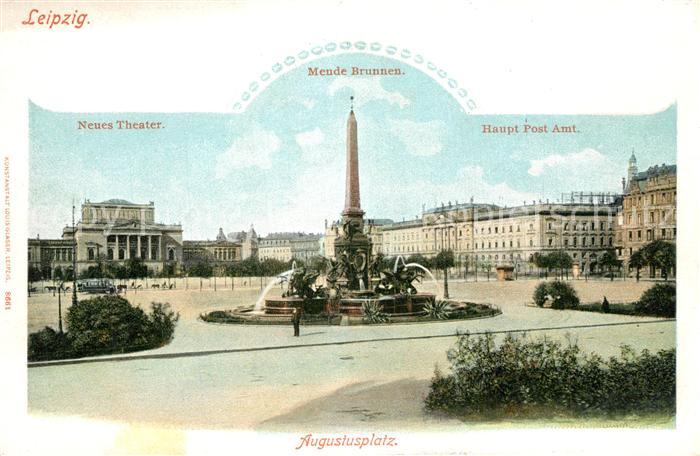 LEIPZIG Sachsen Augustusplatz Neues Theater Meude Brunnen Hauptpostamt
