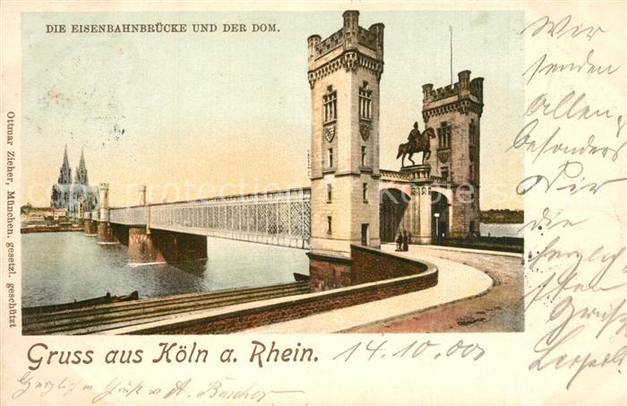 Koeln Rhein Eisenbahnbruecke mit Dom