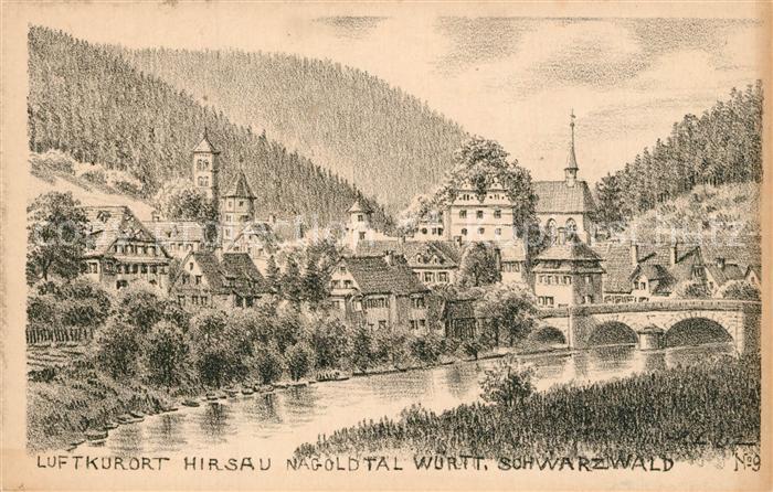 Hirsau Partie an der Nagold Zeichnung