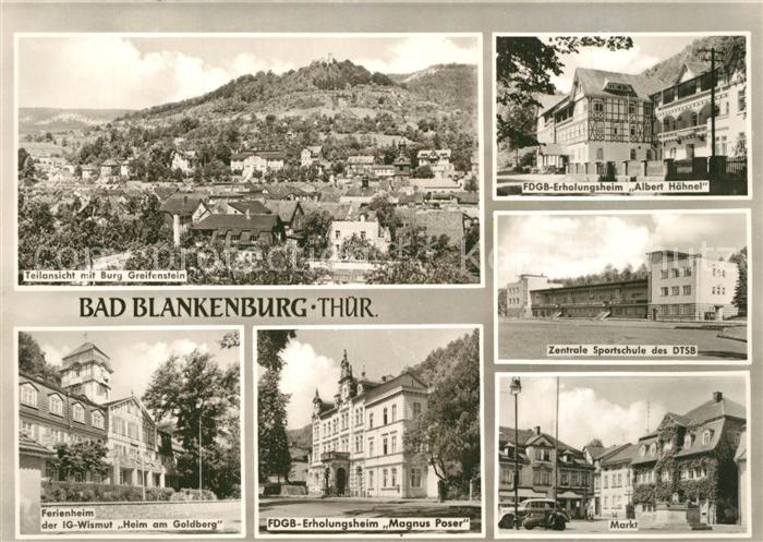 Bad Blankenburg Teilansicht mit Burg Greifenstein FDGB Erholungsheime Albert Hae