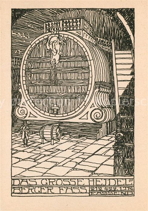 Heidelberg Neckar Heidelberger Fass Zeichnung