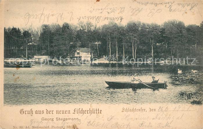 Zehlendorf Berlin Alte Fischerhuette am Schlachtensee Bootfahren