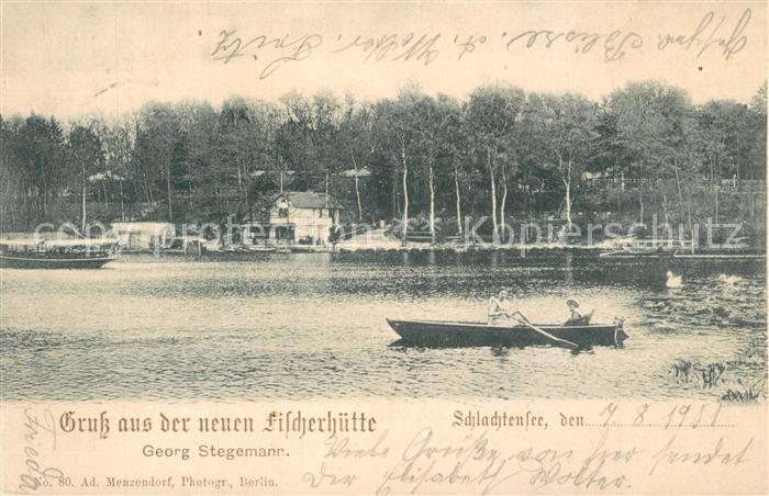 Zehlendorf Berlin Neue Fischerhuette am Schlachtensee Ruderboot