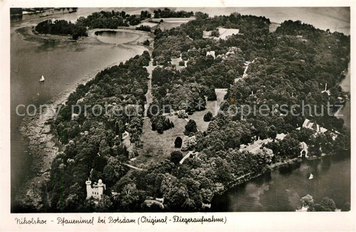 Nikolskoe Berlin Pfaueninsel Original Fliegeraufnahme