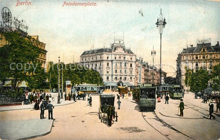 BERLIN  CITY Potsdamer Platz Strassenbahn Pferdekutsche