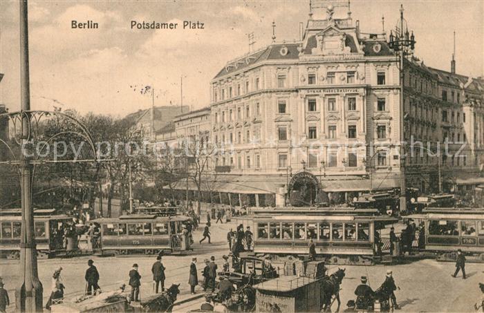 BERLIN  CITY Potsdamer Platz Strassenbahn Pferdebus Soldatenbrief