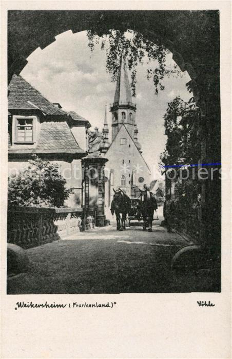 Weikersheim Torbogen Pferdefuhrwerk Kirche