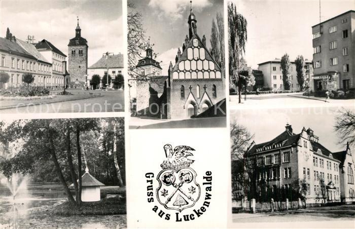 Luckenwalde Stadtturm Rathaus Stadtpark Schwanenteich Gebaeude Innenstadt Wappen