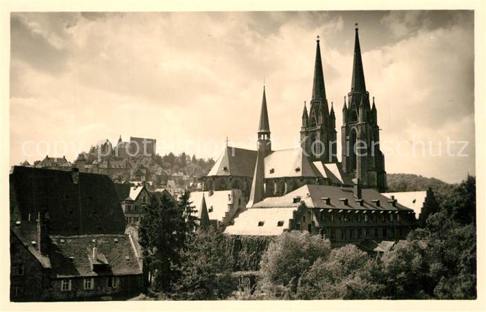 Marburg Lahn St Elisabethkirche und Schloss