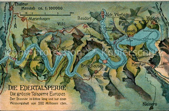 Edertalsperre Groesste Talsperre Europas uebersichtskarte