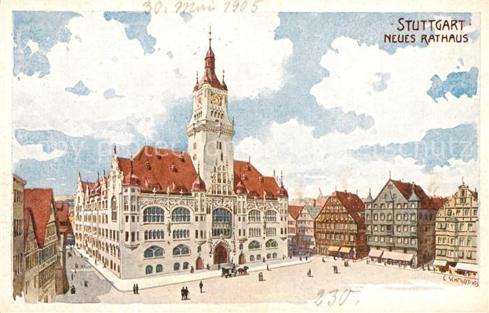 STUTTGART  CITY Neues Rathaus Kuenstlerkarte