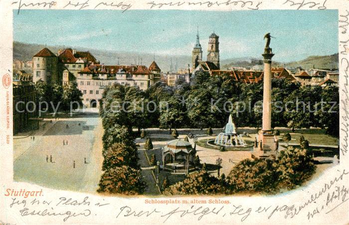 STUTTGART  CITY Schlossplatz mit altem Schloss Jubilaeumssaeule