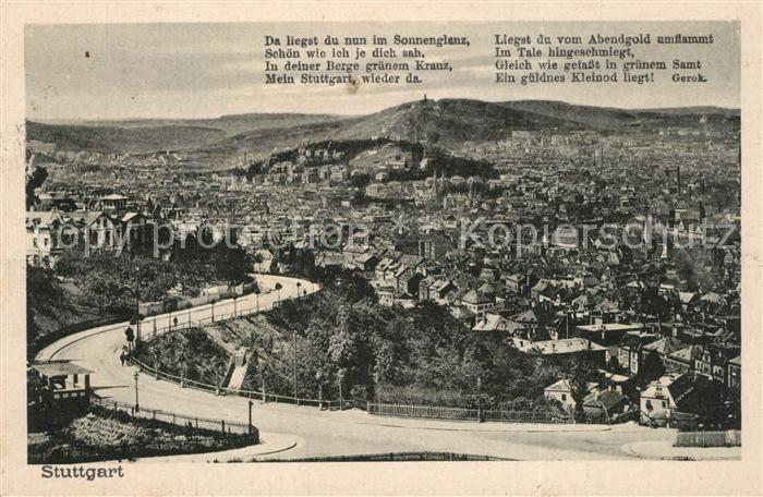 STUTTGART  CITY Stadtpanorama Gerok Gedicht