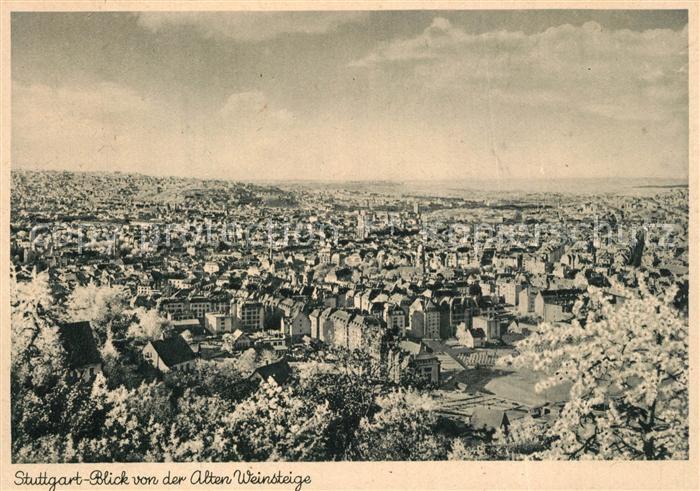 STUTTGART  CITY Panorama Blick von der Alten Weinsteige Kupfertiefdruck
