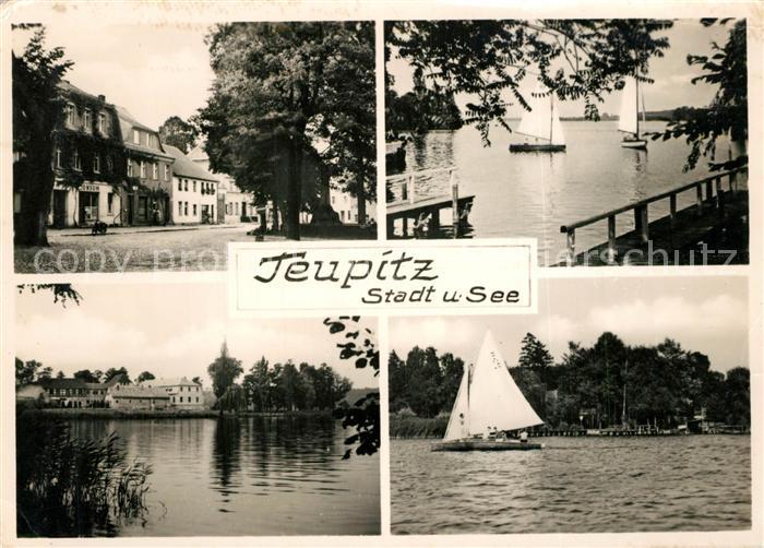 Teupitz Motiv in der Stadt Partien am See Segeln Handabzug