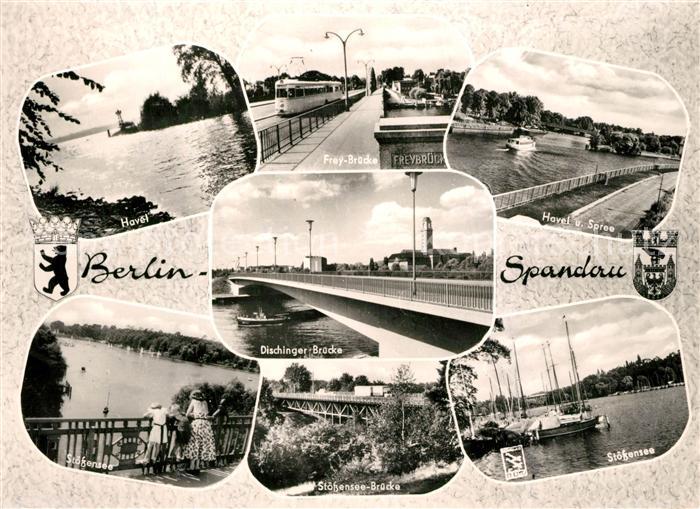 Spandau Havel und Spree Freybruecke Dischinger Bruecke Stoessensee Bruecke Stras