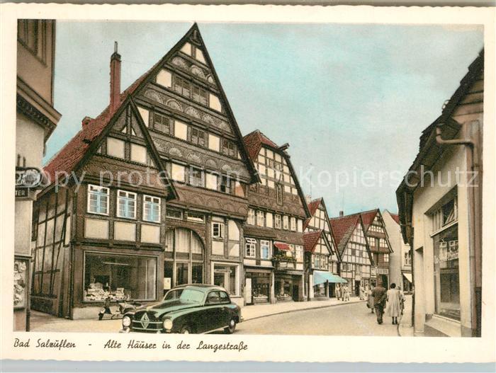 Bad Salzuflen Alte Haeuser in der Langestrasse Fachwerkhaeuser Kupfertiefdruck
