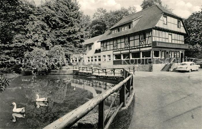 Forsbach Rheinland Waldgasthof Forsbacher Muehle Schwanenteich