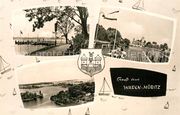 Waren Mueritz Uferpromenade Bootsanleger Panorama Mecklenburgische Seenplatte Fl