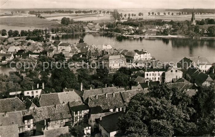 Malchow Panorama Blick ueber den See zum Kloster Mecklenburgische Seenplatte