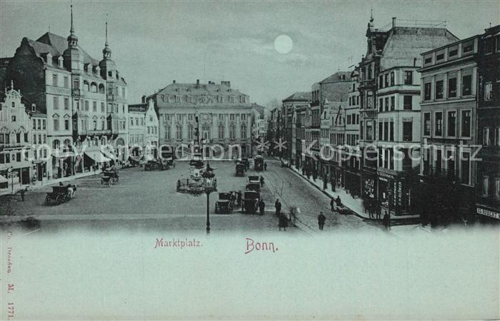 Bonn Rhein Marktplatz im Mondschein