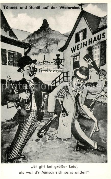 Koeln Rhein Tuennes und Schael auf der Weinreise Karikaturen Weinhaus Kuenstlerk