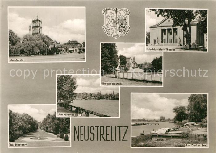 Neustrelitz Mecklenburg-Vorpommern Marktplatz Stadtpark Glambecker See Gutenberg