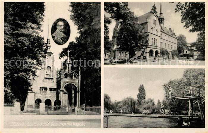 L?tzen Gustav Adolf Denkmal mit Kapelle Freibad Rathaus