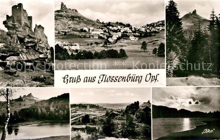 Flossenbuerg Burgruine Panorama Teilansichten