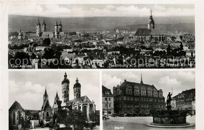 Naumburg Saale Panorama mit Dom und St Wenzel Kirche Marktplatz Brunnen