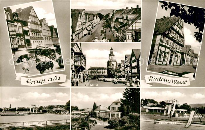 Rinteln Weser Niedersachsen Markt Weserstrasse Schulstrasse Schwimmbad