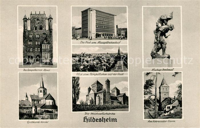 HILDESHEIM  CITY Post Hauptbahnhof Huckup Denkmal Tempelherren Haus