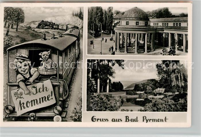 Pyrmont Bad Wandelhalle Kursanatorium Kurpark Karikatur Eisenbahn