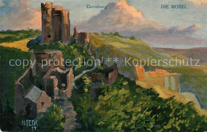 Ehrenburg Brodenbach Mosel K?nstlerkarte Seck