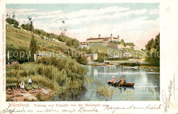 W?rzburg Festung und K?pelle von Maininsel gesehen